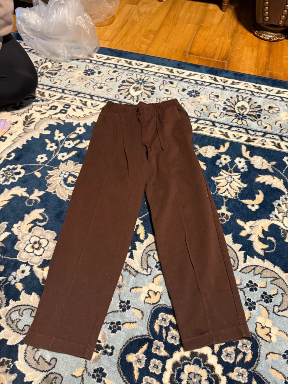 Men's Brown Elastic-Waist Dress Pants